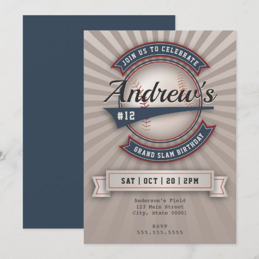 Vintage Baseballeinladung Einladung (Vorne/Hinten)