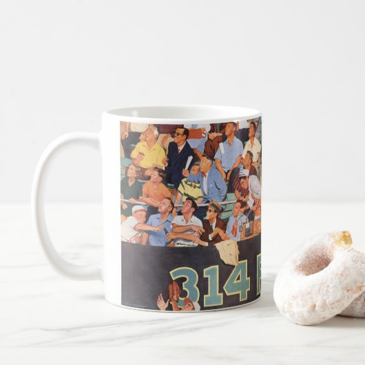 Vintage Baseballfans beim Spielen Kaffeetasse (Mit Donut)