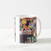Vintage Baseballfans beim Spielen Kaffeetasse (VorderseiteRechts)