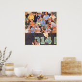 Vintage Baseballfans beim Spielen Poster (Küche)