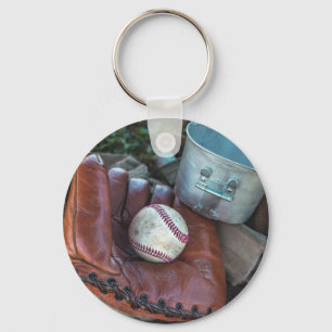 Vintage-Baseballhandschuh und Ball Baseballhandsch Schlüsselanhänger