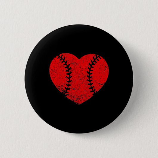 Vintage Baseballherz-Valentinstag-Mädchen Button (Vorderseite)