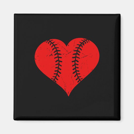 Vintage Baseballherz-Valentinstag-Mädchen Magnet (Vorne)