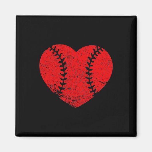 Vintage Baseballherz-Valentinstag-Mädchen Magnet (Vorne)