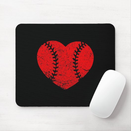 Vintage Baseballherz-Valentinstag-Mädchen Mousepad (Mit Mouse)