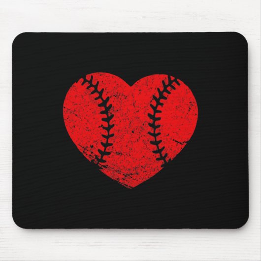 Vintage Baseballherz-Valentinstag-Mädchen Mousepad (Vorne)