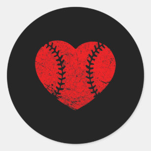 Vintage Baseballherz-Valentinstag-Mädchen Runder Aufkleber
