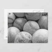 Vintage Baseballs in Schwarz und Weiß Postkarte (Vorne/Hinten)