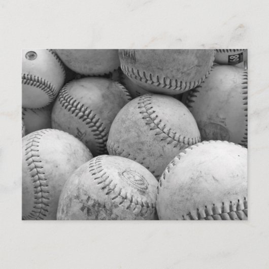 Vintage Baseballs in Schwarz und Weiß Postkarte (Vorderseite)