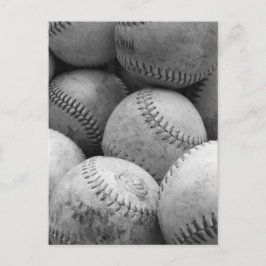 Vintage Baseballs in Schwarz und Weiß Postkarte