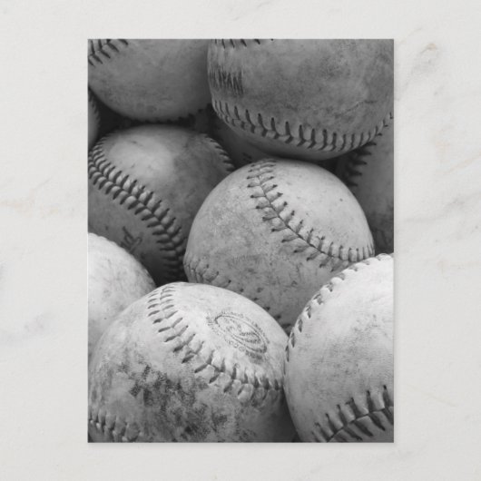 Vintage Baseballs in Schwarz und Weiß Postkarte (Vorderseite)