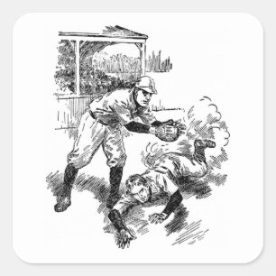 Vintage-Baseballspieler-Aufkleber-Set Quadratischer Aufkleber