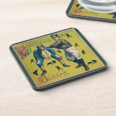 Vintage Baseballspieler beim Zuhause-Spiel Getränkeuntersetzer (Linke Seite)