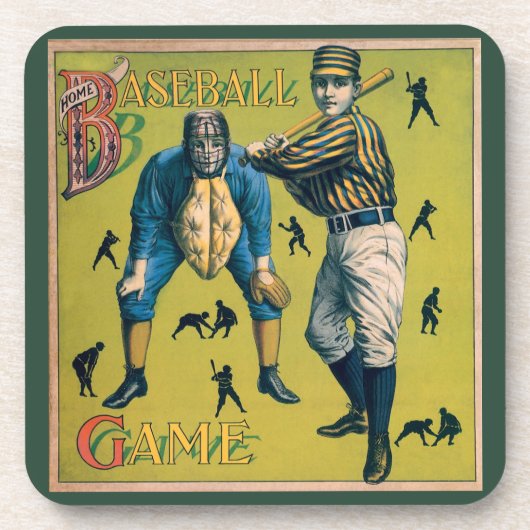 Vintage Baseballspieler beim Zuhause-Spiel Getränkeuntersetzer (Vorderseite)