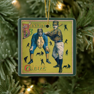 Vintage Baseballspieler beim Zuhause-Spiel Keramikornament