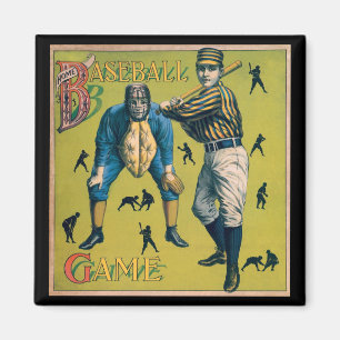 Vintage Baseballspieler beim Zuhause-Spiel Magnet