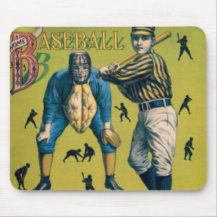 Vintage Baseballspieler beim Zuhause-Spiel Mousepad