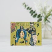 Vintage Baseballspieler beim Zuhause-Spiel Postkarte (Stehend Vorderseite)