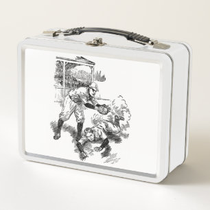 Vintage-Baseballspieler-Metall-Lunchbox Metall Brotdose