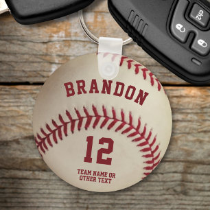 Vintage-Baseballspieler Name Nummer Personalisiert Schlüsselanhänger
