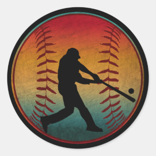 Vintage-Baseballspieler Runder Aufkleber