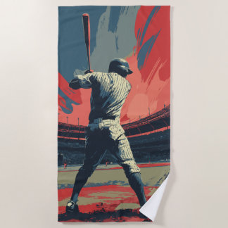 Vintage-Baseballspieler-Silhouette – Retro-Stadion Strandtuch
