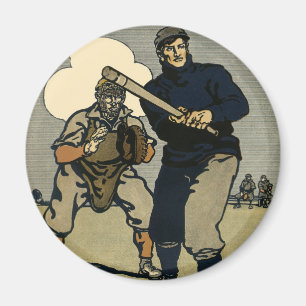 Vintage Baseballspieler, Stilkunst Magnet