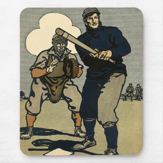 Vintage Baseballspieler, Stilkunst Mousepad (Vorne)