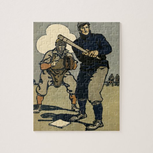 Vintage Baseballspieler, Stilkunst Puzzle (Vertikal)