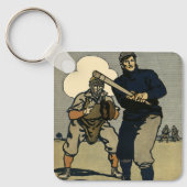 Vintage Baseballspieler, Stilkunst Schlüsselanhänger (Vorderseite)