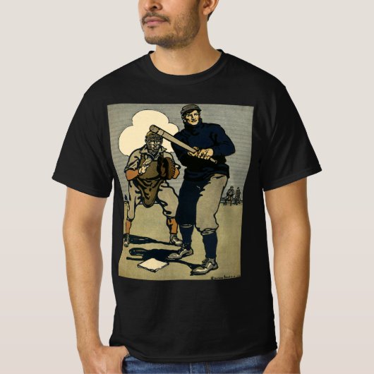 Vintage Baseballspieler, Stilkunst T-Shirt (Vorderseite)