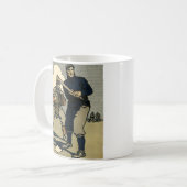 Vintage Baseballspieler, Stilkunst-Tasse Kaffeetasse (Vorderseite Links)