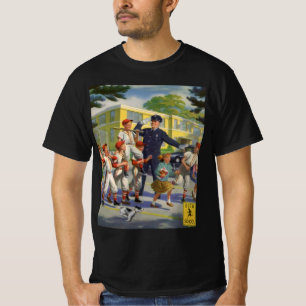 Vintage Baseballspieler und Polizeistreifenaufsich T-Shirt