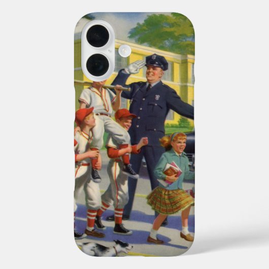 Vintage Baseballspieler und Polizeiwache Case-Mate iPhone Hülle (Rückseite)