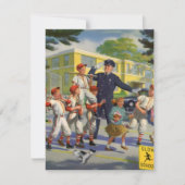 Vintage Baseballspieler und Polizeiwache Einladung (Vorderseite)