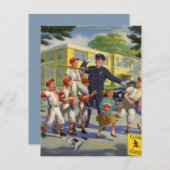 Vintage Baseballspieler und Polizeiwache Einladung (Vorne/Hinten)