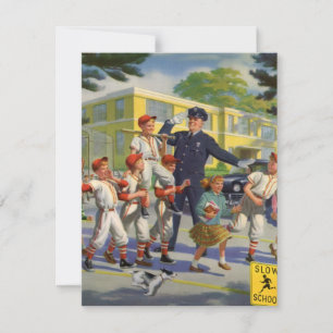 Vintage Baseballspieler und Polizeiwache Einladung