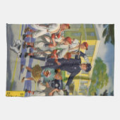 Vintage Baseballspieler und Polizeiwache Geschirrtuch (Horizontal)