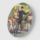 Vintage Baseballspieler und Polizeiwache Große Wanduhr (Winkel)