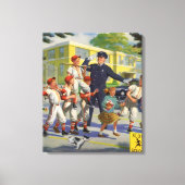 Vintage Baseballspieler und Polizeiwache Leinwanddruck (Vorderseite)