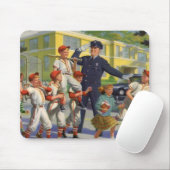 Vintage Baseballspieler und Polizeiwache Mousepad (Mit Mouse)