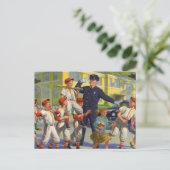 Vintage Baseballspieler und Polizeiwache Postkarte (Stehend Vorderseite)