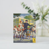 Vintage Baseballspieler und Polizeiwache Postkarte (Stehend Vorderseite)