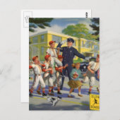Vintage Baseballspieler und Polizeiwache Postkarte (Vorne/Hinten)