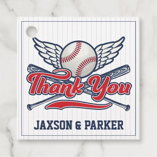 Vintage Baseballstreifen Geschenkanhänger (Vorderseite)