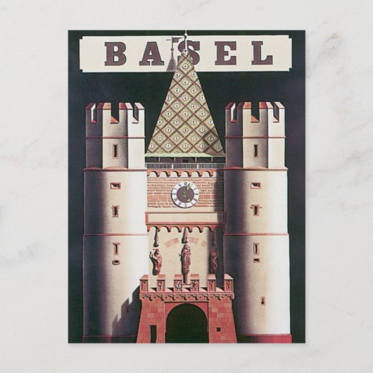 Vintage Basel Schweiz Postkarte (Vorderseite)