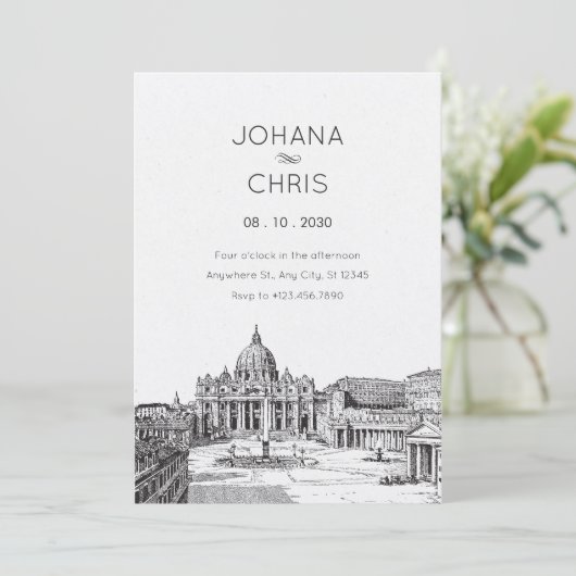 Vintage Basilika Einladung (Stehend Vorderseite)