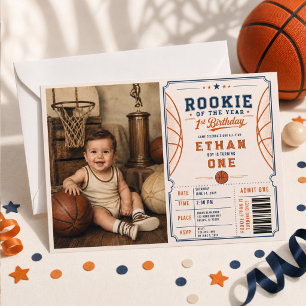 Vintage Basketball Rookie des Jahres 1. Geburtstag Einladung