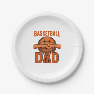 Vintage Basketball-Vater-Shirt-Design mit Gravur_1 Pappteller