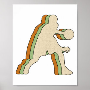 Vintage-Basketballspieler - Retro-Bewegung Dribble Poster